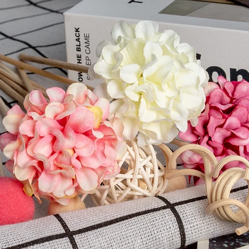 10PCS Pink Hydrangea Flower Rattan Sticks Fireless Fragrances Reed Diffuser Stick DIY Ornaments Home Decor reed diffuser stick