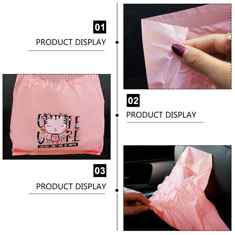 Car Trash Bag 15 Pcs Self Adhesive Disposable Plastic Trash Pouch Auto Vehicle Interior Accessories