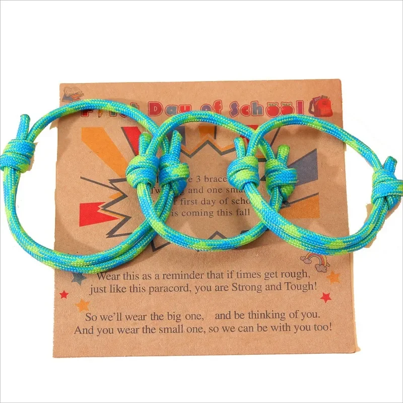 3 Stück ersten Tag der Schule Strick Seil Armband Liebe zwischen Mutter/Vater/Mama und Tochter/Sohn zurück zu Scool Geschenke Angst Linderung
