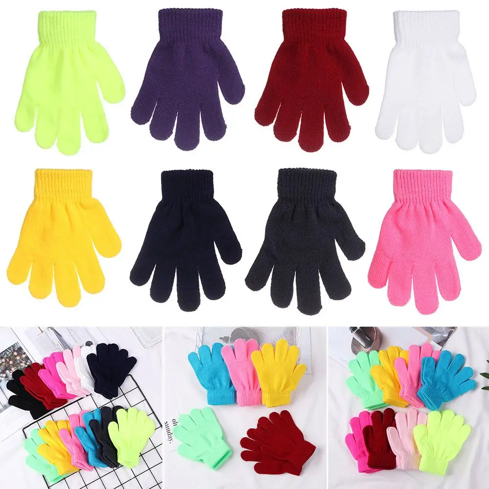 1 Pair Glove Children Magic Glove Girl Boy Kid Stretchy Knitted Winter Warm Full Finger Gloves Children's Figure Skating Gloves winter gloves