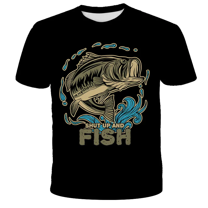 New Fish kids Tshirt 3d Printing T Shirt Funny T Shirts Hip Hop boys girls  T-shirt Fisherman Fishing Metal Clothing Casual Tops
