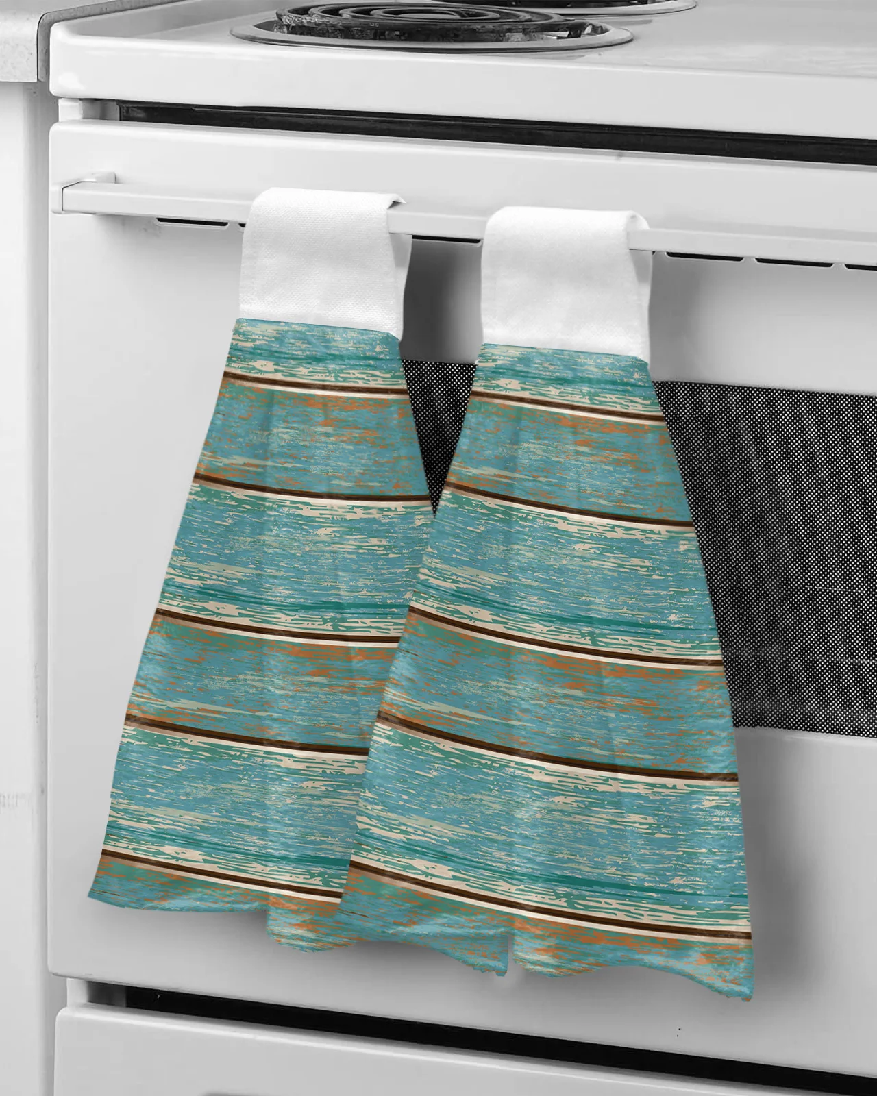 

Aqua Vintage Wood Grain Rustic Hand Towel Household Absorbent Kitchen Towel Rag Towel Children's Hand Towel
