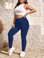 Women Plus Size  Black High-stretch Leggings Wear Nine-point Pants High-waisted Plus Fat Solid Color Small Feet Pants - Image 3