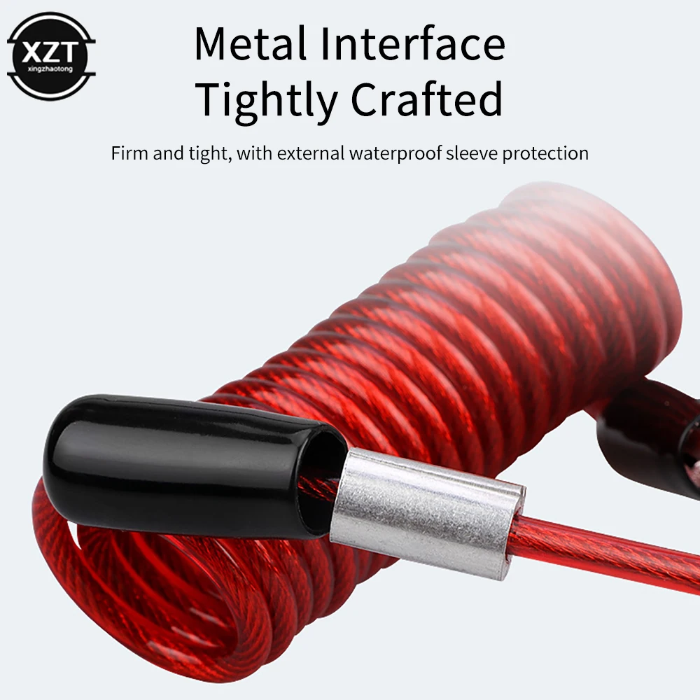 Motorcycle Lock Motorcycle Disc Lock Motorcycle Disc Brake Lock Motorcycle Disc Lock Reminder Cable 120cm Alarm Disc Lock Security Anti Thief Motorbike Motorcycle Wheel Disc Brake alarm lock & bag and Reminder Spring Cable