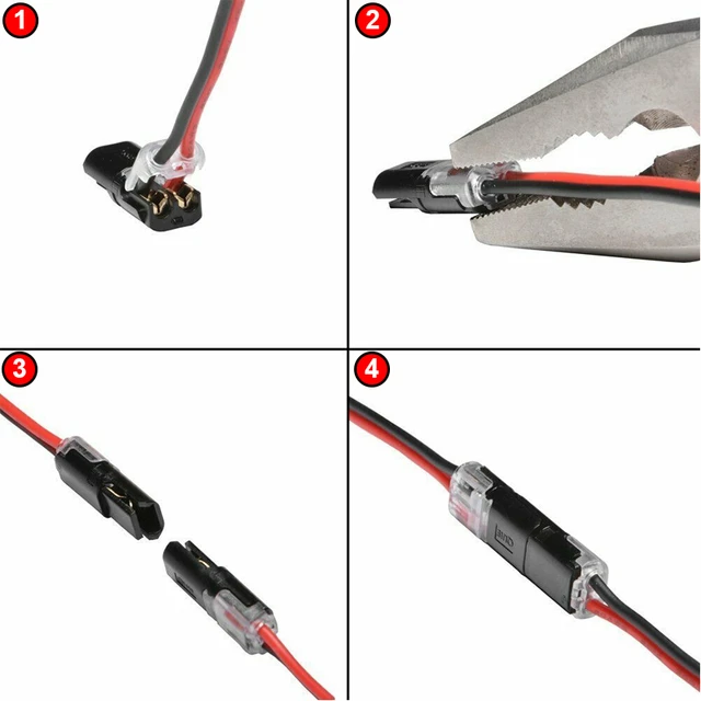 Connecteur de fil enfichable, 10 pièces, 2 broches, bornes à sertir de câble  électrique à épissure