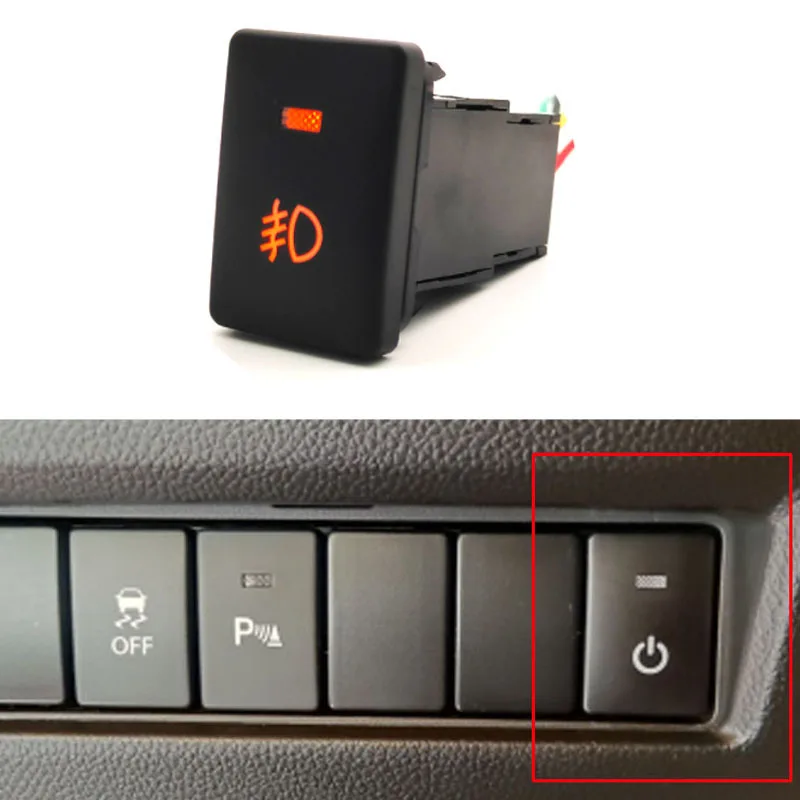 1Pc Car Orange Light Bsm Drl Led Parking Radar Power Fendinebbia Pulsante Interruttore Per Mitsubishi Outlander 13-21 Pajero Sport16-20