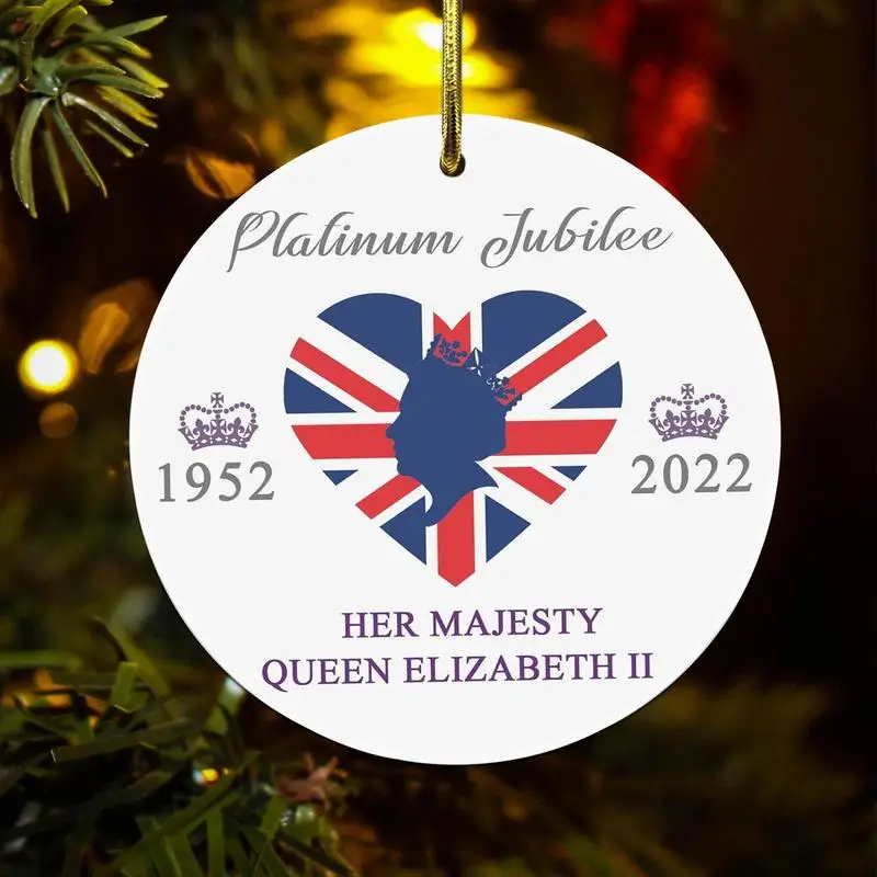 

Queen Elizabeth II Ornament Jubilee Souvenirs Memorial Pendant 5Pcs Christmas Hanging Ornaments Commemorative Souvenir Gifts