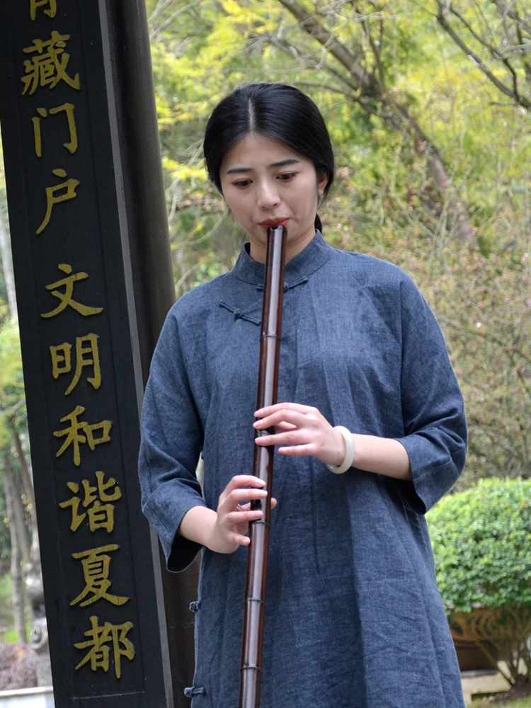 YPXD Xiao Flute Smoked Vertical Bamboo Flute Professional Dong Xiao Chinese Traditional Instrument 8 Holes Keys G F E D