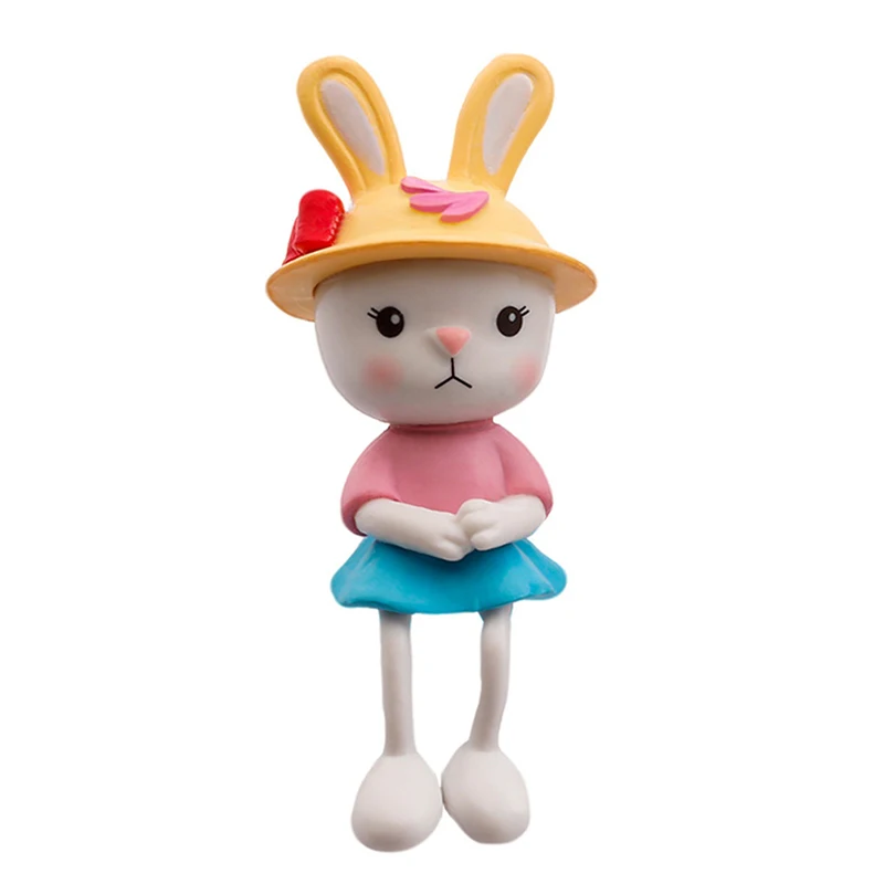 4개/세트 자동차 인형 작은 걸음마 인형 토끼 자동차 실내 장식 귀여운 창의적인 선물 탁상 장식품 자동차 액세서리