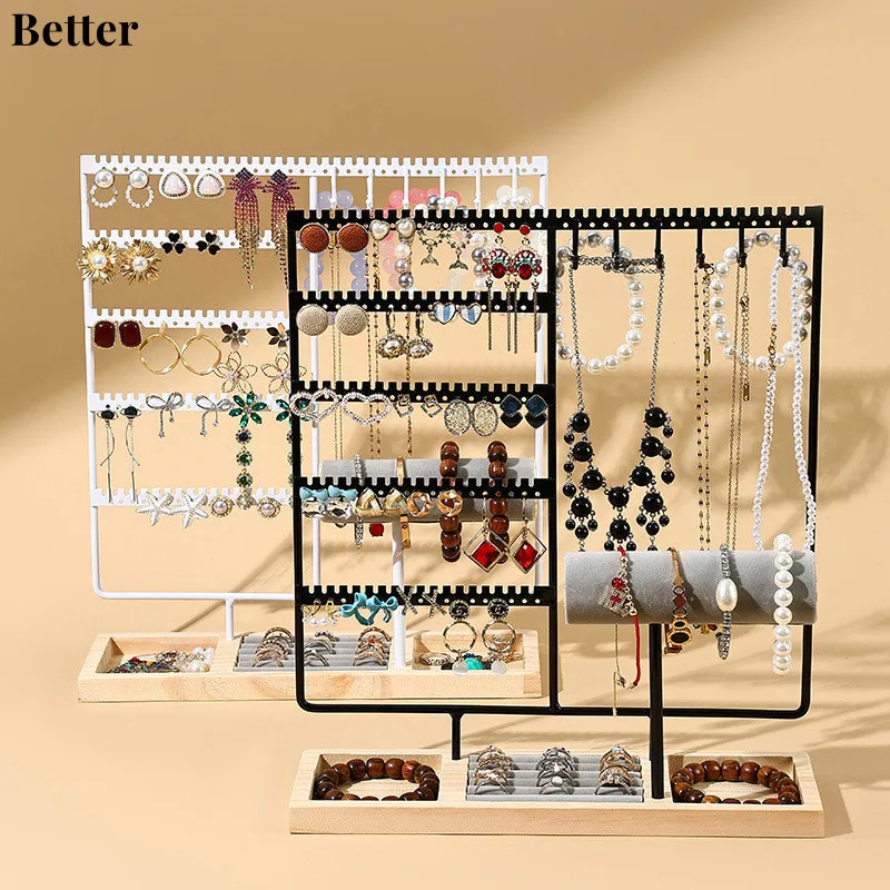 

Jewelry Organizer Stand Earring Holder Organizer with 108 Earring Holes, 5 Tiers Necklace Display Rack Jewellery Tower Bracelets