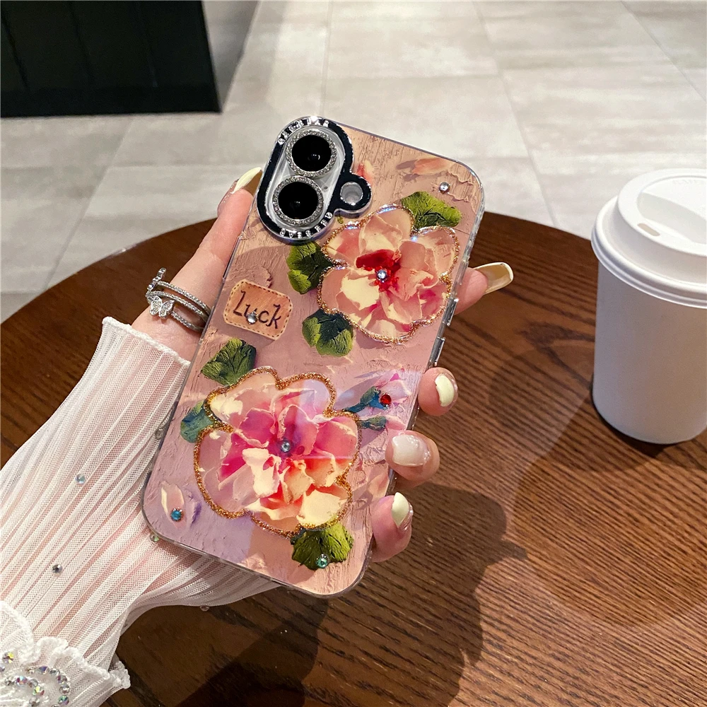 Colorful Blu-ray Diamond Flower Phone Case For Iphone Models_voghion.com