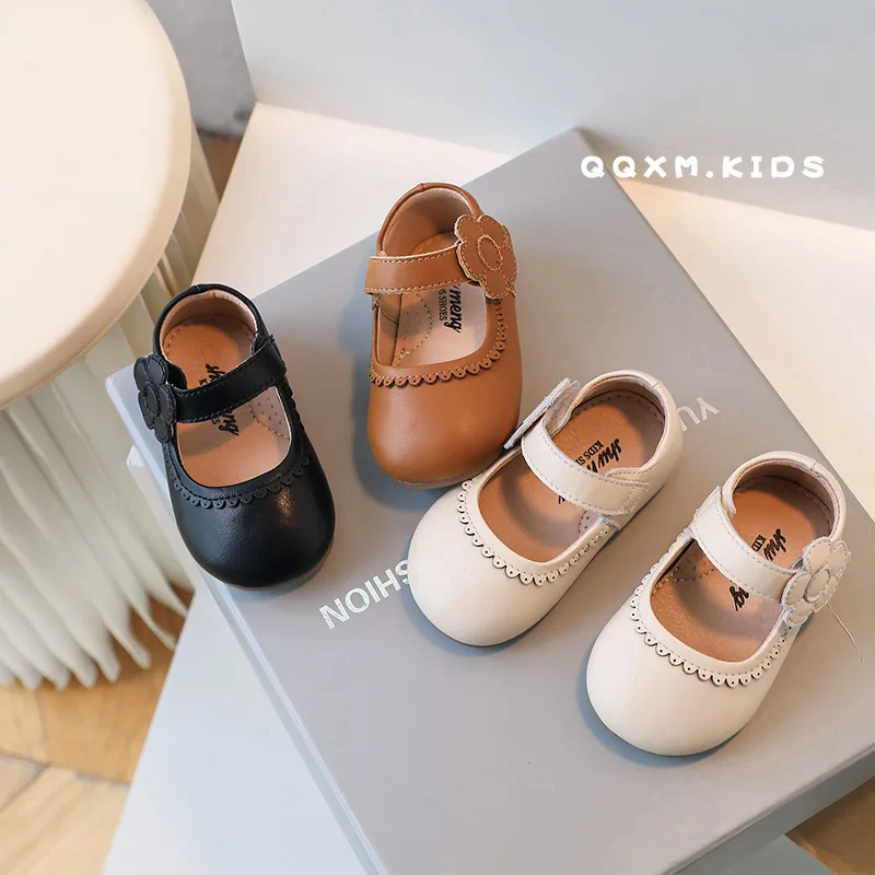 

Spring Autumn New Baby Girls Leather Shoes Solid Color Fashion Princess Shoes Flowers Girl Mary Janes Shoes Prewalkers Shoes