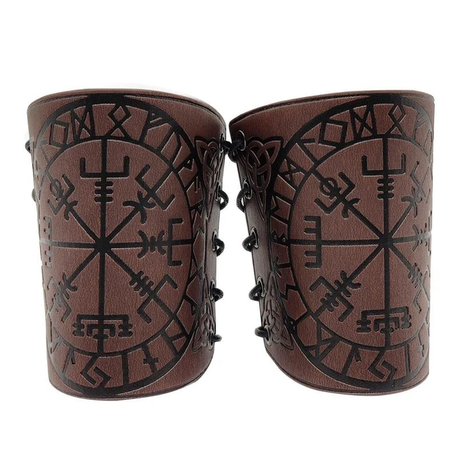 Viking Bracers Viking Vegvisir Embossed PU Leather Arm Armor Vintage  Role-Playing Accessories Compatible With Theme