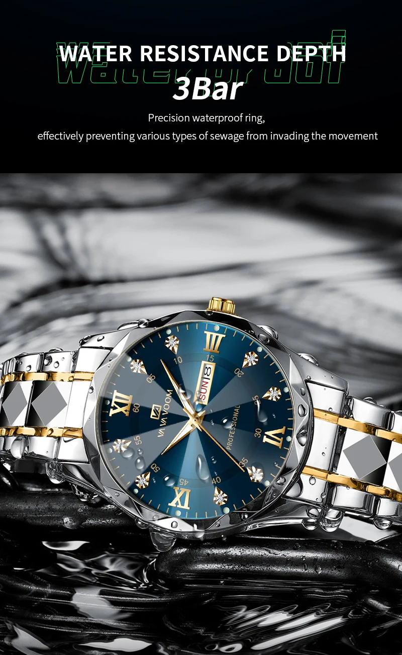 Crown and bezel detail of the luxury watch