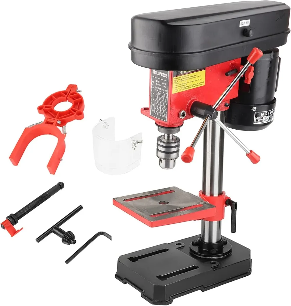 Mini Bench Drill Press 350W, 5-Speed Tabletop Drilling Machine, 50mm Capacity for DIY Woodworking Workshop