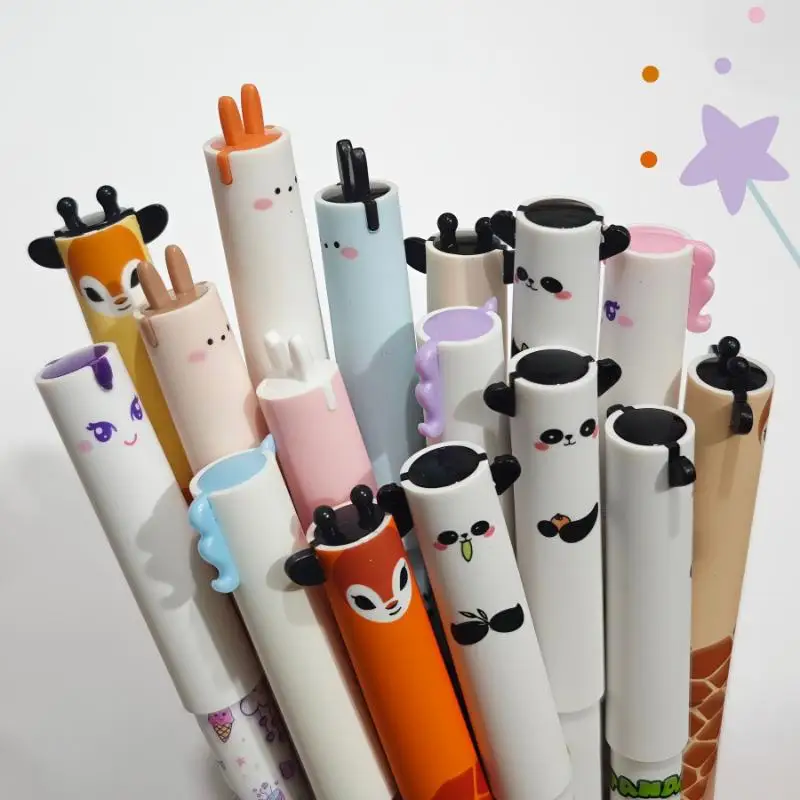 6/8/10 Pcs Cute Writing Tools Animal-Shaped Erasable Pens For Journaling Writing Office Supplies Gift Ideas Office Stationery - 5