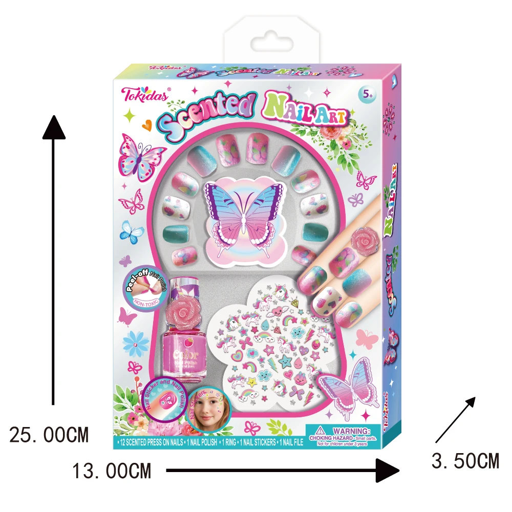 2024 Kids Makeup Set Scented Nail Art Set Press on nail Set Stickers Nail Polish Art Kids Toys 4