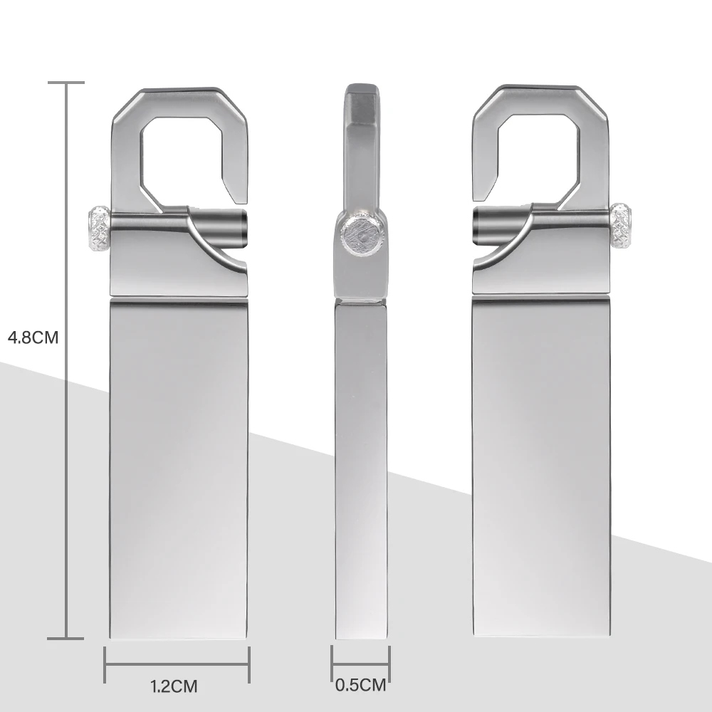 금속 USB 2.0 플래시 드라이브 실제 용량 펜 드라이브 실버 휴대용 자동차 메모리 스틱 64GB/32GB/16GB/8GB U 디스크