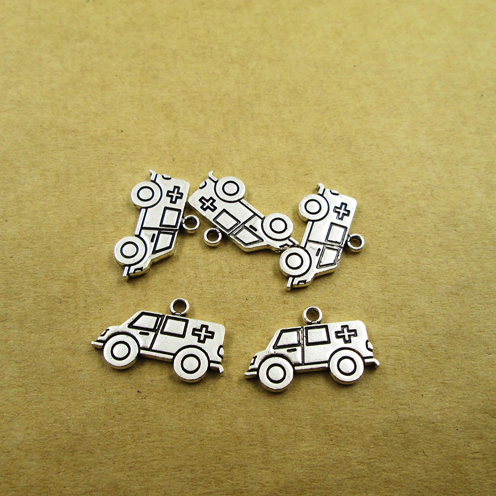 

25pcs 18*22mm Antique Silver ambulance Charms DIY Charms Pendants DIY necklace/ bracelets charms antique silver tone