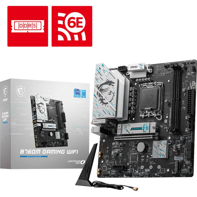 MSI 128GB LGA1700 B760M GAMING WIFI bricolage ordinateur de jeu carte mère intel 12e/13e génération prêt, double PCle 4.0 M.2, ARGB Sync 3