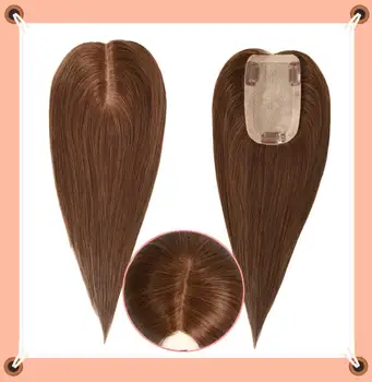 Toppers per capelli umani per diradare i capelli Base in seta Topper dall'aspetto naturale per donne Parrucchino per donne Topper per capelli umani vergini