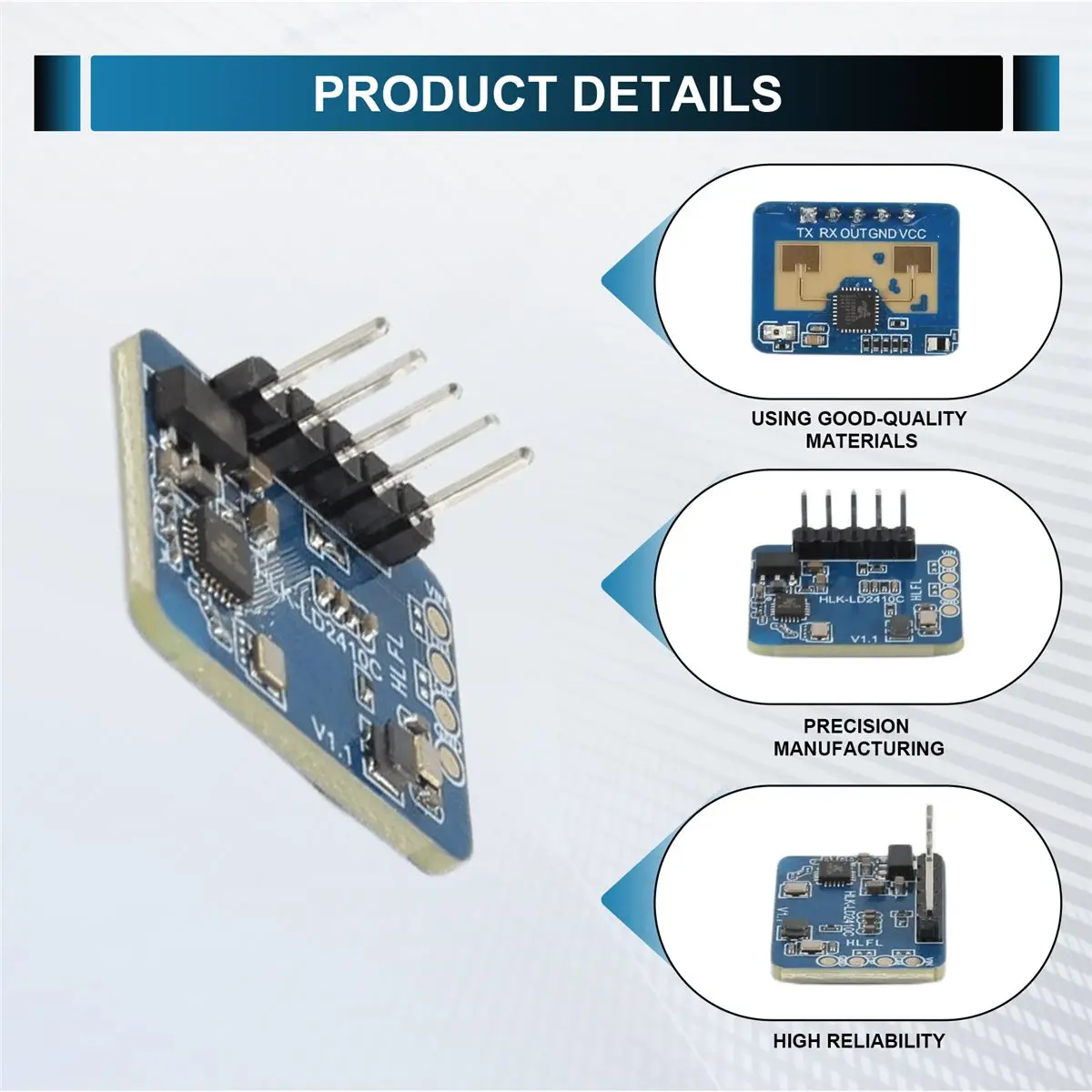 AAAE LD2410C 24G 레이더 인간 존재 감지 센서 FMCW 레이더 밀리미터파 동작 감지 모듈 DC5V