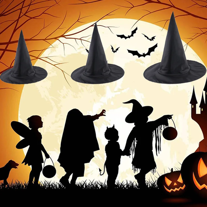 1Pcs Halloween Wizard Hat Black Oxford Cloth Unisex Witch Hat Cosplay Party Costume Props Decoration Harrys Potters Magics