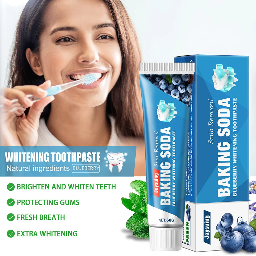 Baking Soda Teeth Whitening Toothpaste Stain Removal Blueberry Fresh Breath Cleansing Tooth