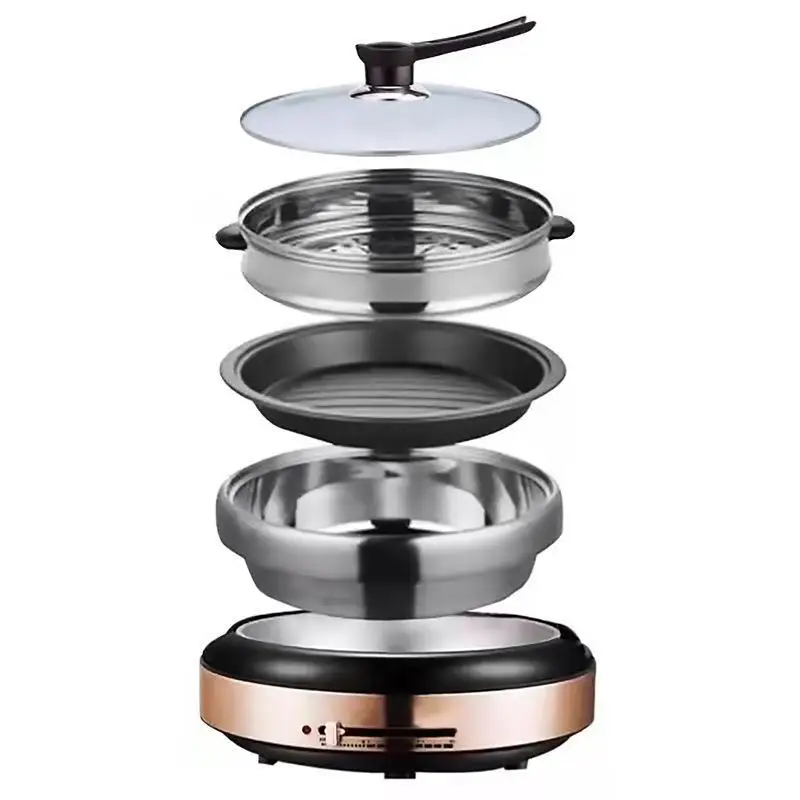BBQ Multi-functional Electric Hot Pot Household Split Pot Electric Steamer Pan Electric Frying Pan Non-stick Pan Electric Pan 3