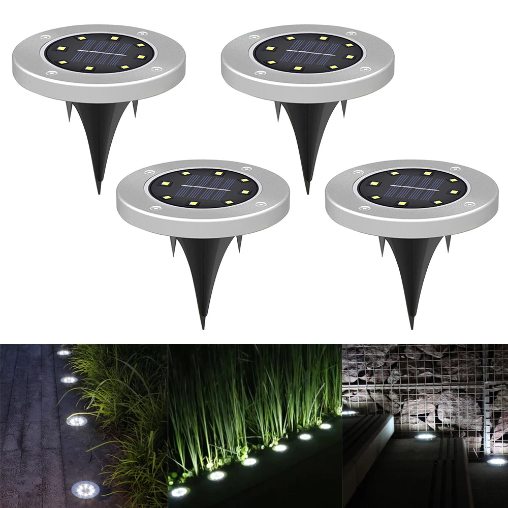 Outdoor Garden 8LED Solar Lawn Led Lights Buried Light Waterproof Path Courtyard Way Villa Floor Under Ground Spot Steps Lamp