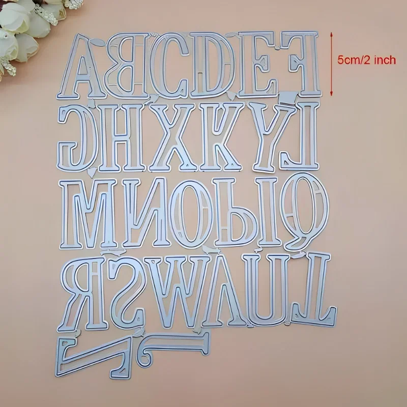 대형 큰 알파벳 문자 DIY Scrapbooking 절단 다이 탄소강 금형 사진 앨범 장식 엠보싱 스텐실 5CM 2 인치