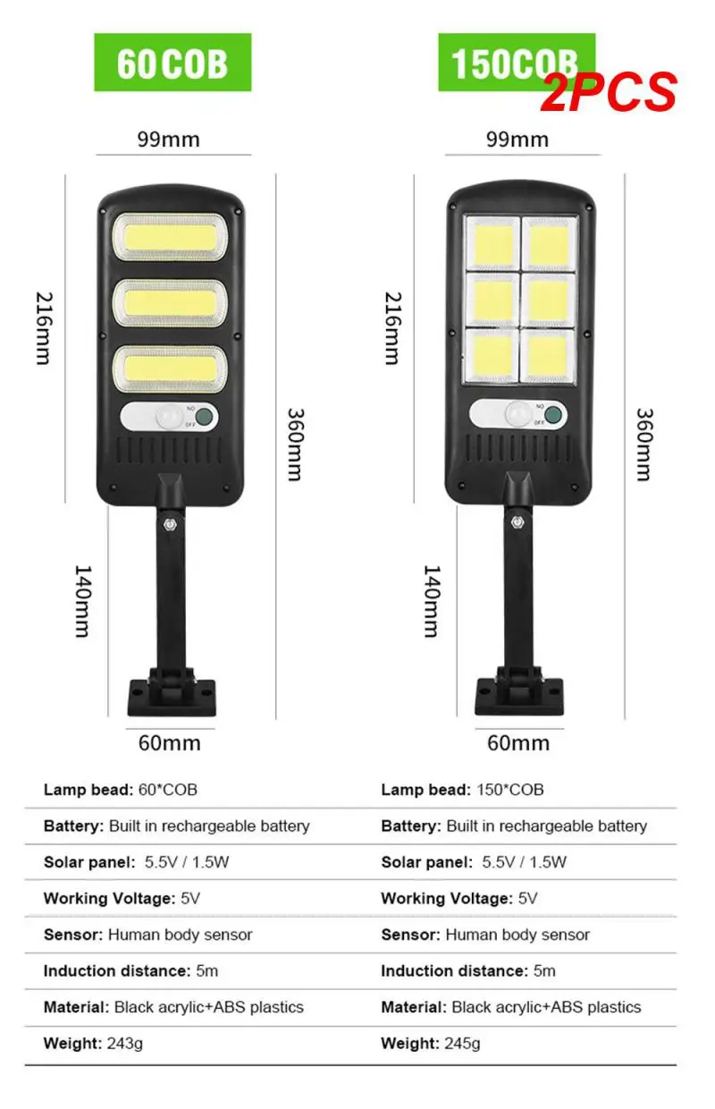 

2PCS Solar Light Lamp Outdoor Solar Powered Sunlight Wall Light PIR Motion Sensor Waterproof Street Light Garden Decoration