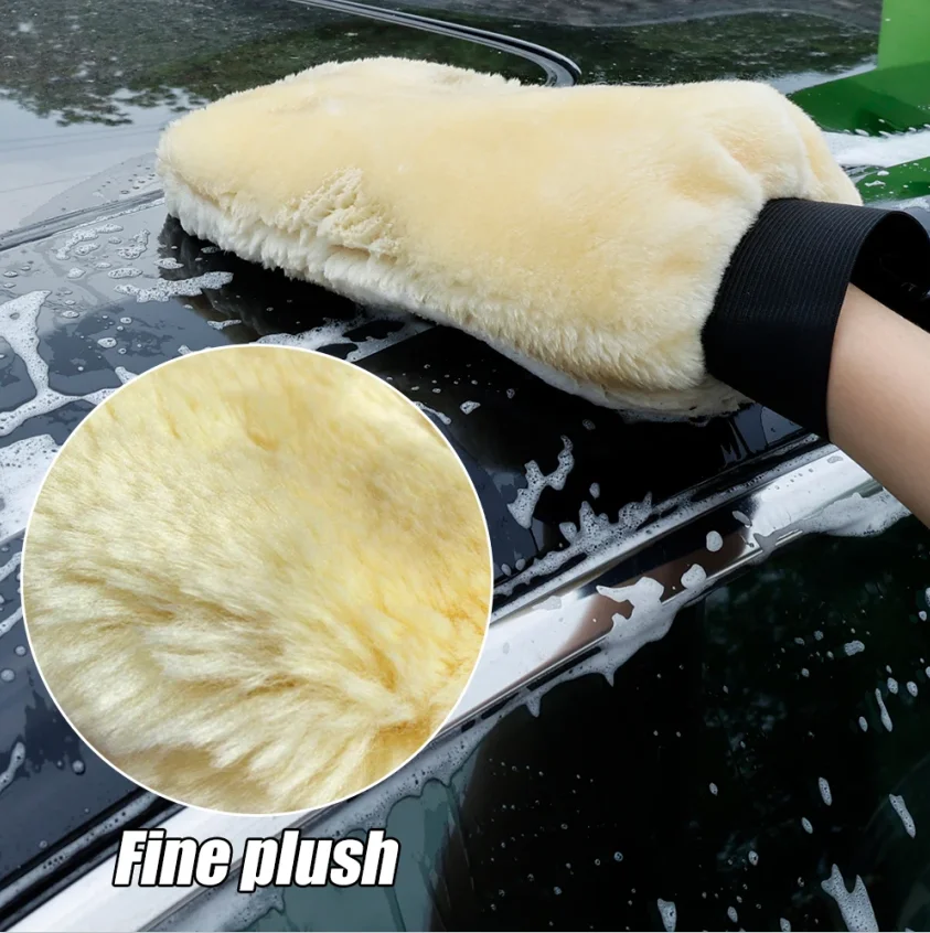 Double-sided Plush Car Wash Gloves Universal Portable Thickened Soft Wool PIush Cars Clean Gloves Auto Cleaning Tool Accessories