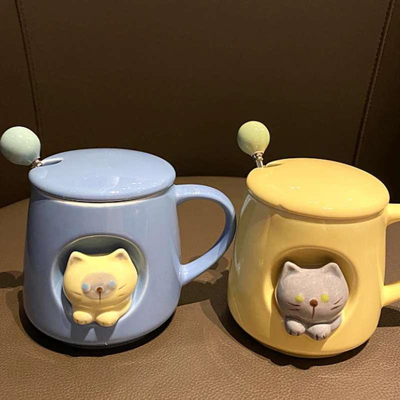 

3D кофейная кружка с милым котом, керамические кружки с животными, чашки для кофе, чашка для молока и чая, чашка для питья и воды, посуда для напитков, подарки