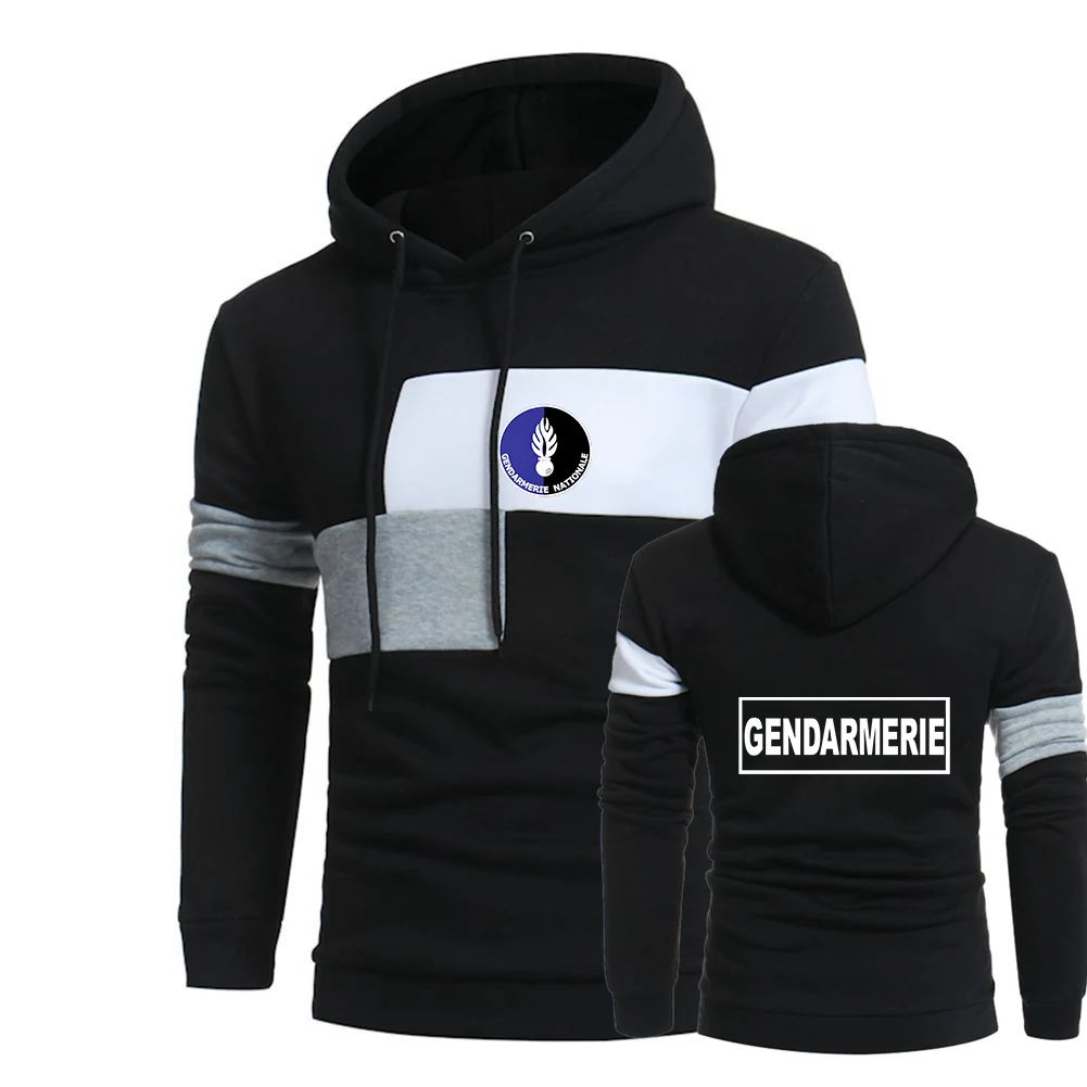 

French Gendarmerie PSIG 2023 New Mens Spring Autumn Three-Color Pullover Stitching Harajuku Style Sweater Sports Hip-Hop Hoodies