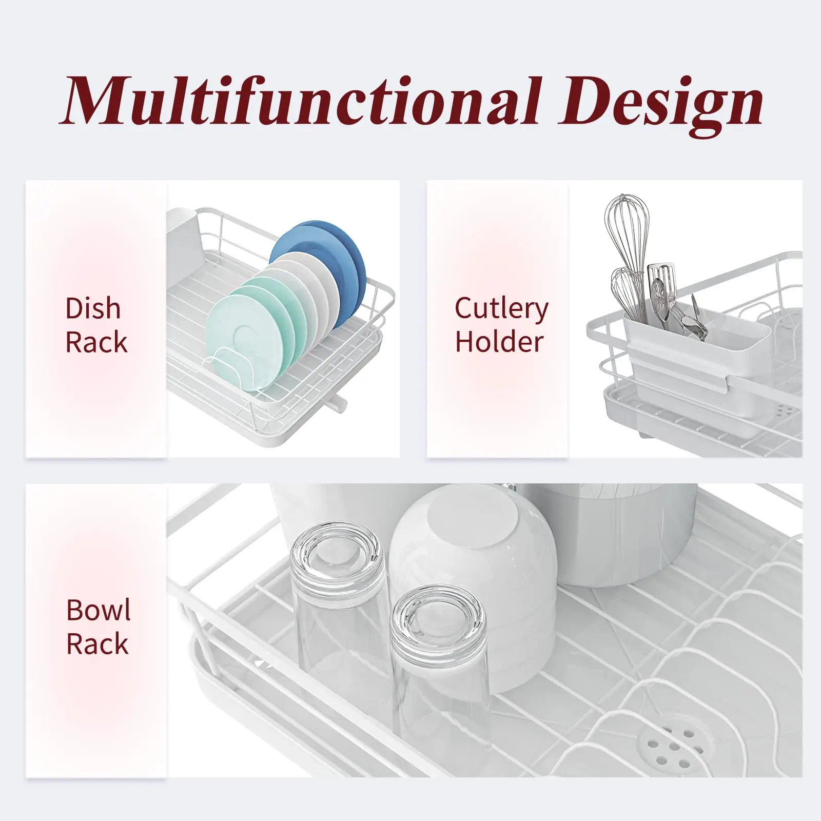 Sakugi Dish Drying Rack - Compact Dish Rack for Kitchen Counter with a  Cutlery Holder, Durable Stainless Steel Kitchen Dish Rack for Various