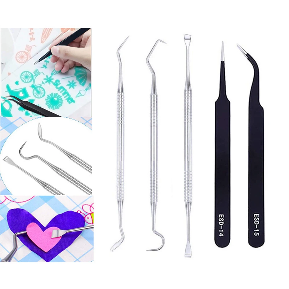 

Basic Craft Vinyl Weeding Tools Set DIY Sewing Stitching Punch Carving Tool Kit Silhouettes Cameos Lettering Handmade Tools