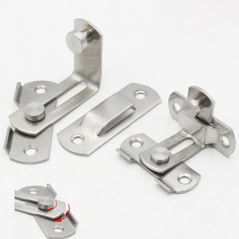 Stainless Steel Right Angle Locking Latch Sliding Barn Door Lock Doors Windows Safety Security Home Anti-Theft Guard