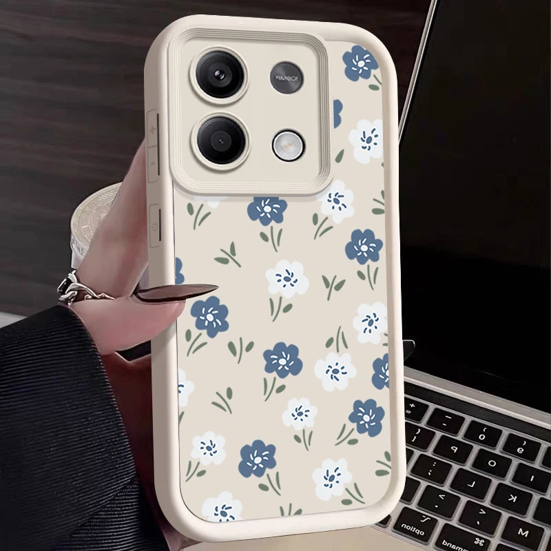 Blue White Floral TPU Soft Phone Case