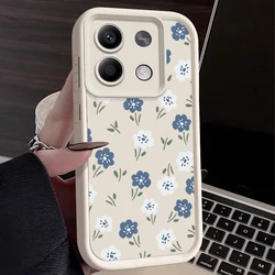 Blue White Floral TPU Soft Phone Case for POCO C65 4G (A671 White)