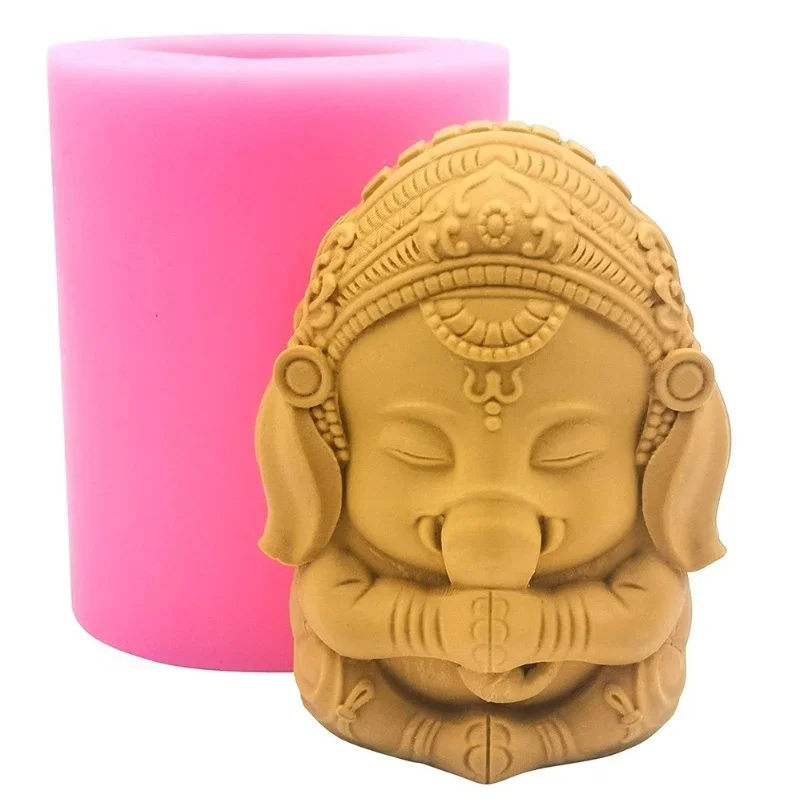 

3D Ganesh Soap Candle Mold Mould Ganesha Silicone Mold for Candle Decorating Resin Epoxy Crafts Gyspum Statue Molds