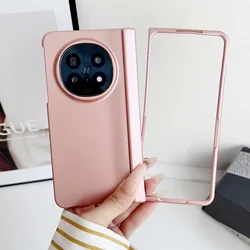 Sleek Automatic Spring Hinge Phone Case with Tempered Glass Protective Film for OPPO Find N5 (Pink)