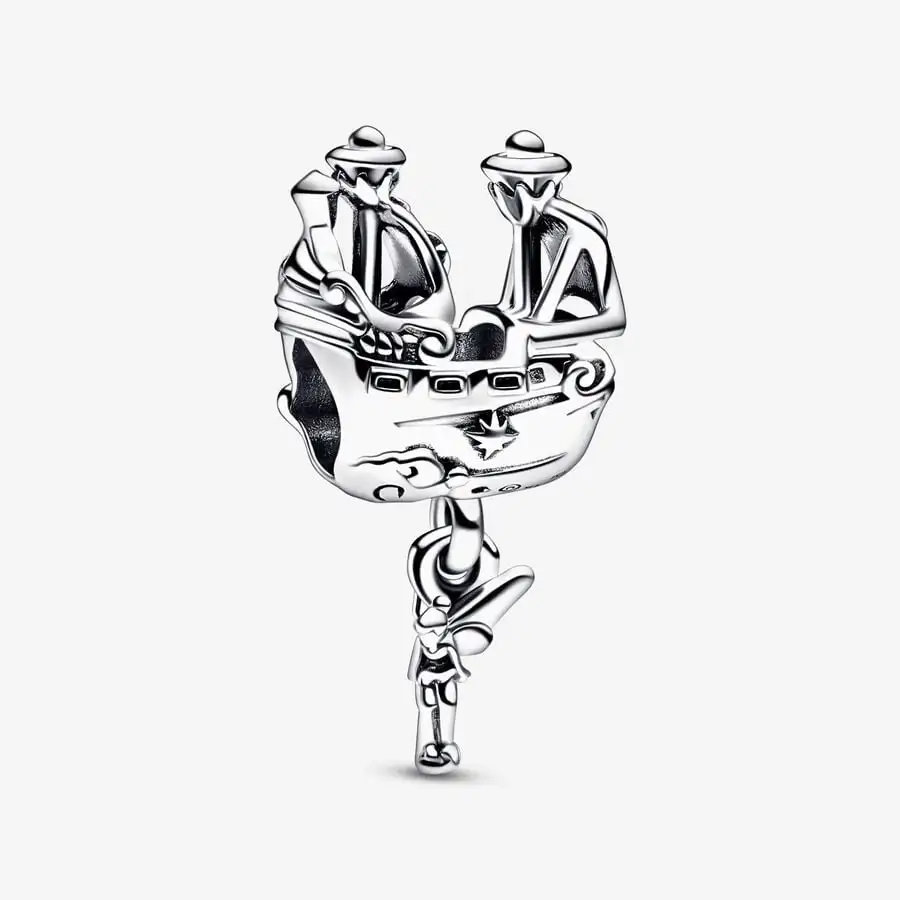 Disney Tinker Bell & Captain Hook'S Pirate Ship Charm Fit Original Pandora Charm Bracciali Ciondolo Gioielli Berloque