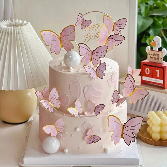 Décoration De Gâteau Pour Anniversaire De Fille, Papillons Royal