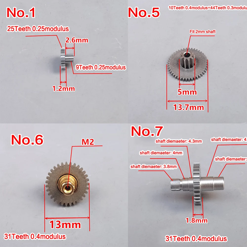 0.25M 0.3M 0.4M small Precision metal gear series Miniature copper-iron gearbox group 10PCS various specifications