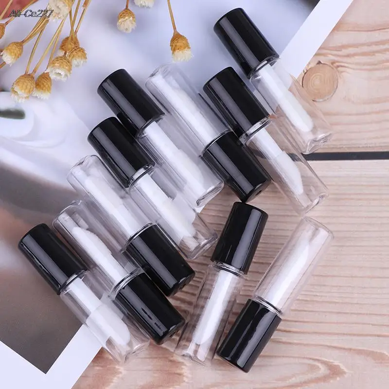 1.2ML 10pcs Rose Gold Empty Lip Gloss Tube DIY Plastic Elegant Liquid Lipstick Container Round mini lipgloss sample bottle Black mini cosmetic bottle