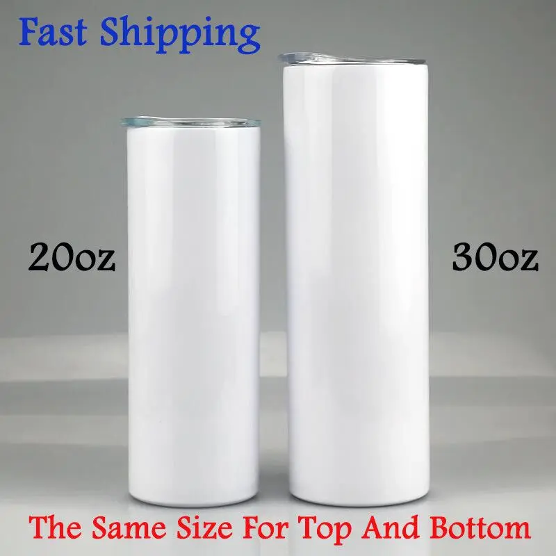 50pcs DIY 20oz Straight Skinny Tumbler Stainless Steel Double Wall  Insulated Sublimation Cups Blank White with Lid Straw - AliExpress