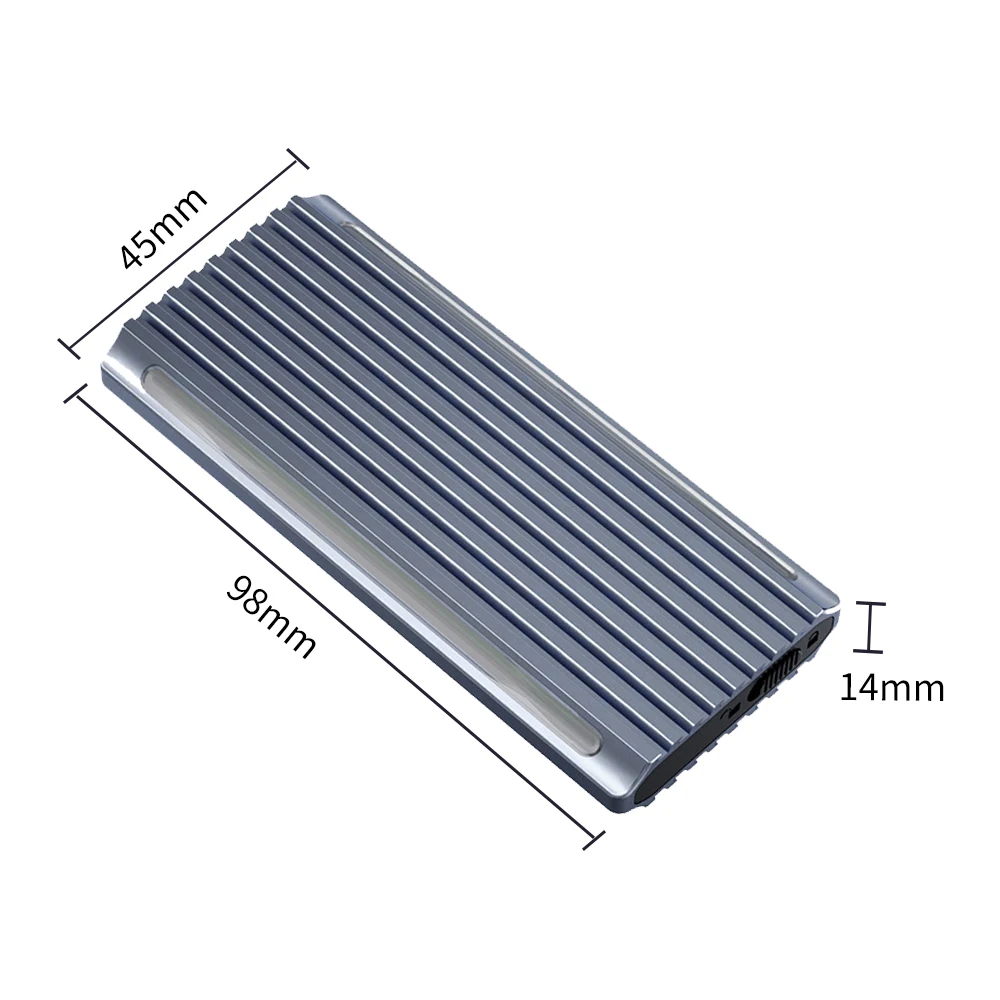 알루미늄 합금 SSD M2 NVMe RGB 케이스, 10Gbps RGB M.2 SSD 인클로저, M2 NVME NGFF 모바일 박스 어댑터 9210B 용 C타입 USB 3.2 Gen2