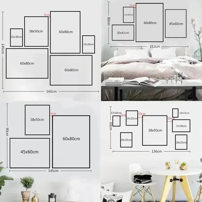 Wall Art Layout With Dimensions Shown.