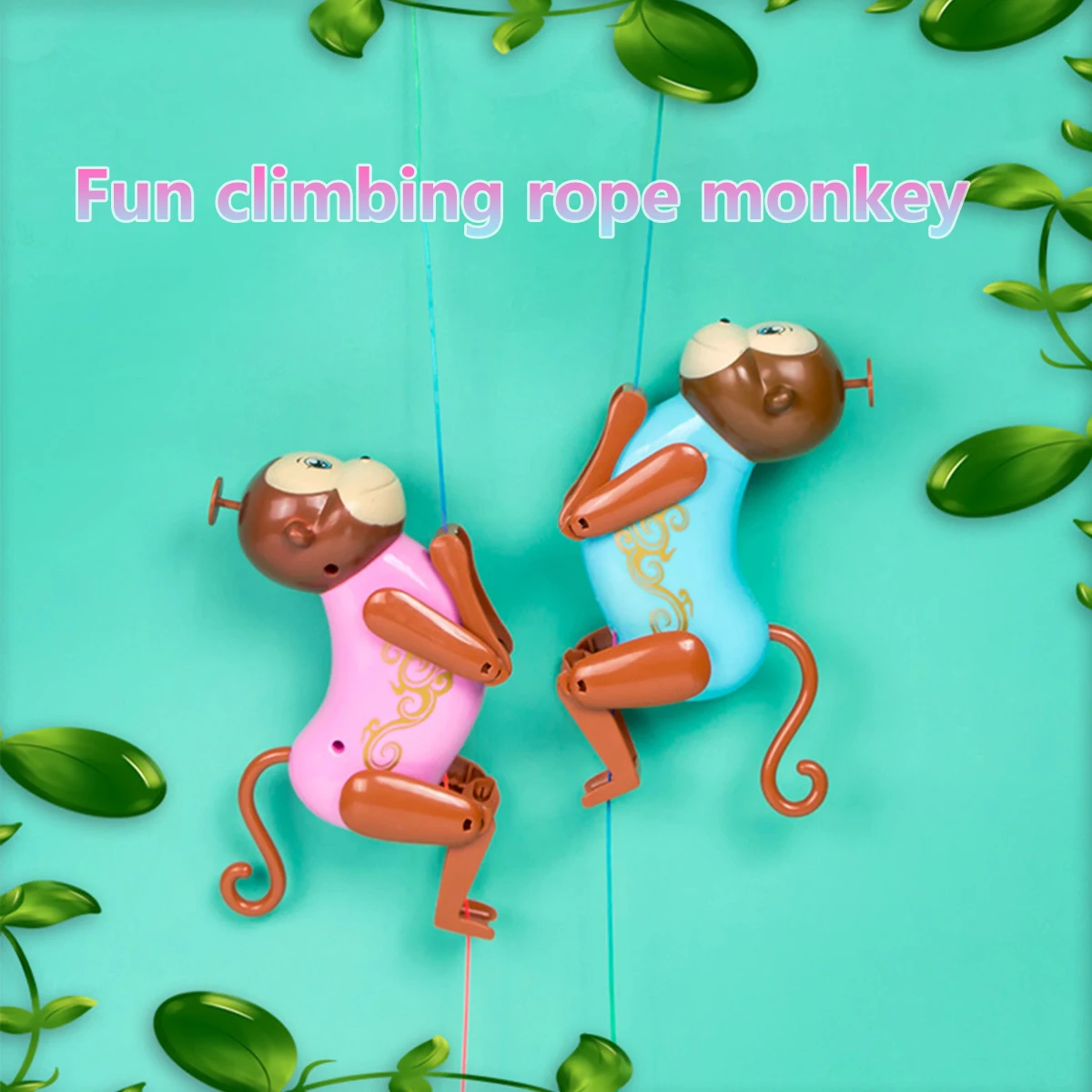 귀여운 블루 핑크 카와이 원숭이 밧줄 등반 장난감, 어린이  동물 인형 부모-자식 상호 작용 놀이 장난감 생일 선물